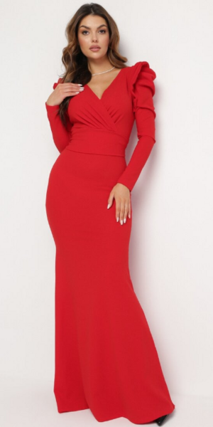 Robe portefeuille longue rouge
