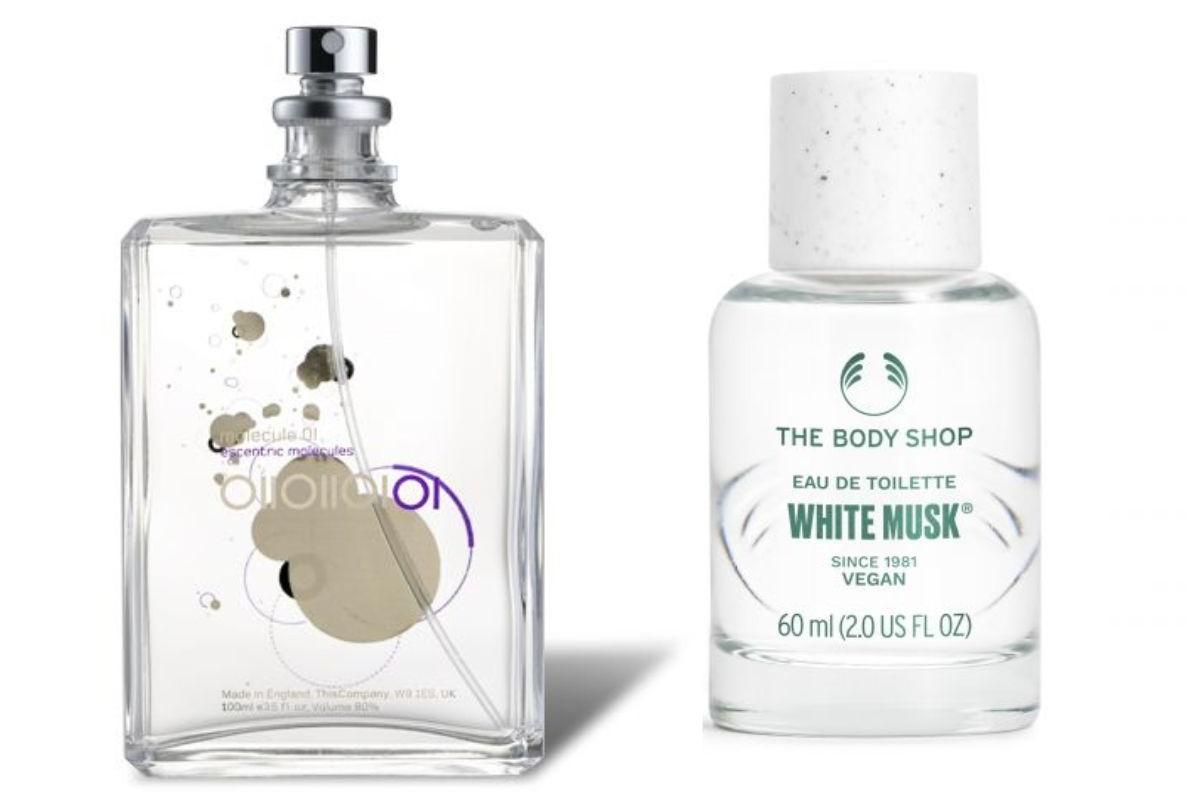 Bons homologues de parfums chers: eau de toilette Musque blanc l'atelier de carrosserie et molécules éventées molécule 01